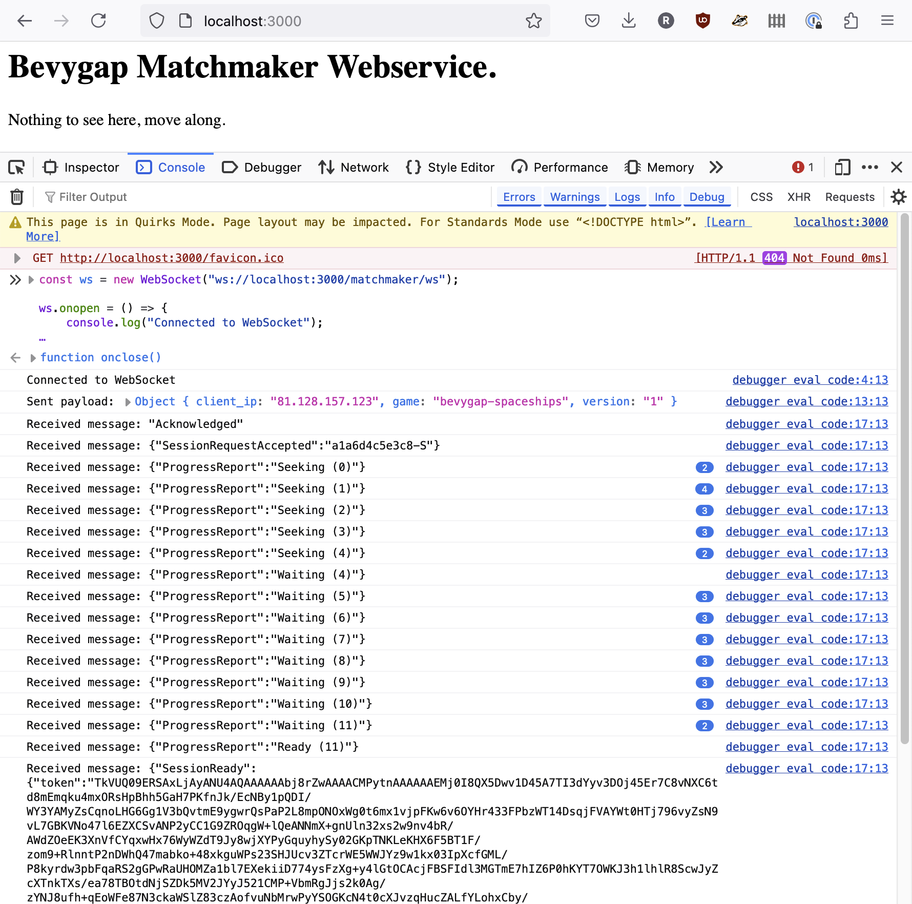 Websocket test in browser